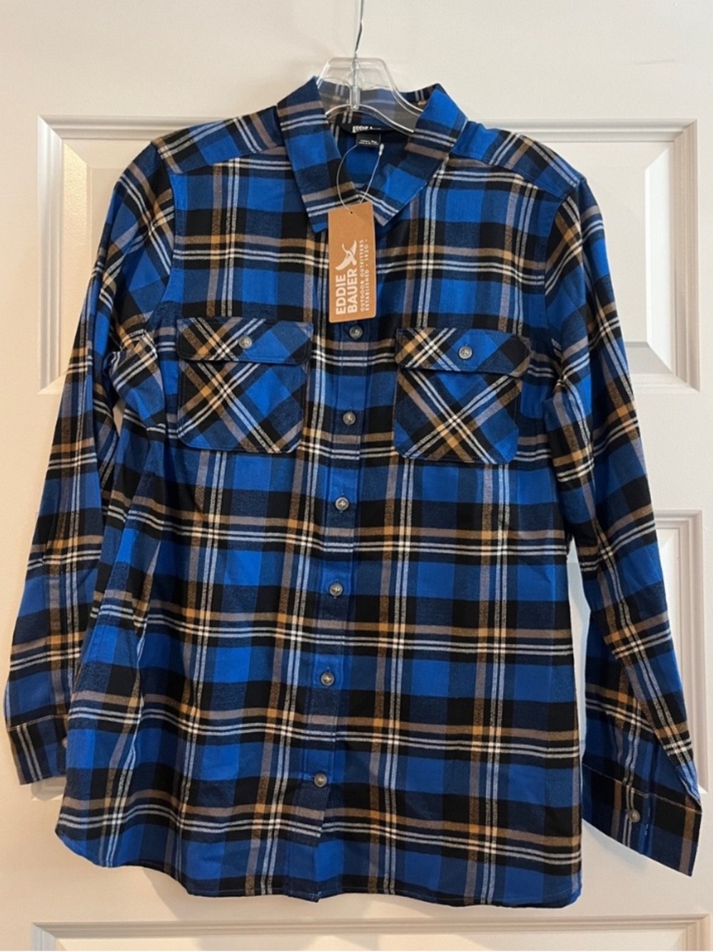 Eddie Bauer Women’s Firelight Cobalt Plaid Soft  Flannel Shirt L/S NWT Size 3X